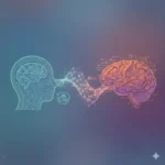 Schema lidseho mozku a lidske hlavy a informaci, ktere proudi mezi nimi